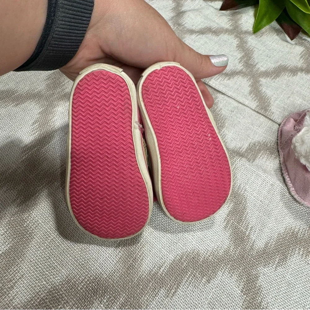 Sperry Baby Walker Shoes Bundle Pink Gold Glitter Floral 0-6M Size 1-2
